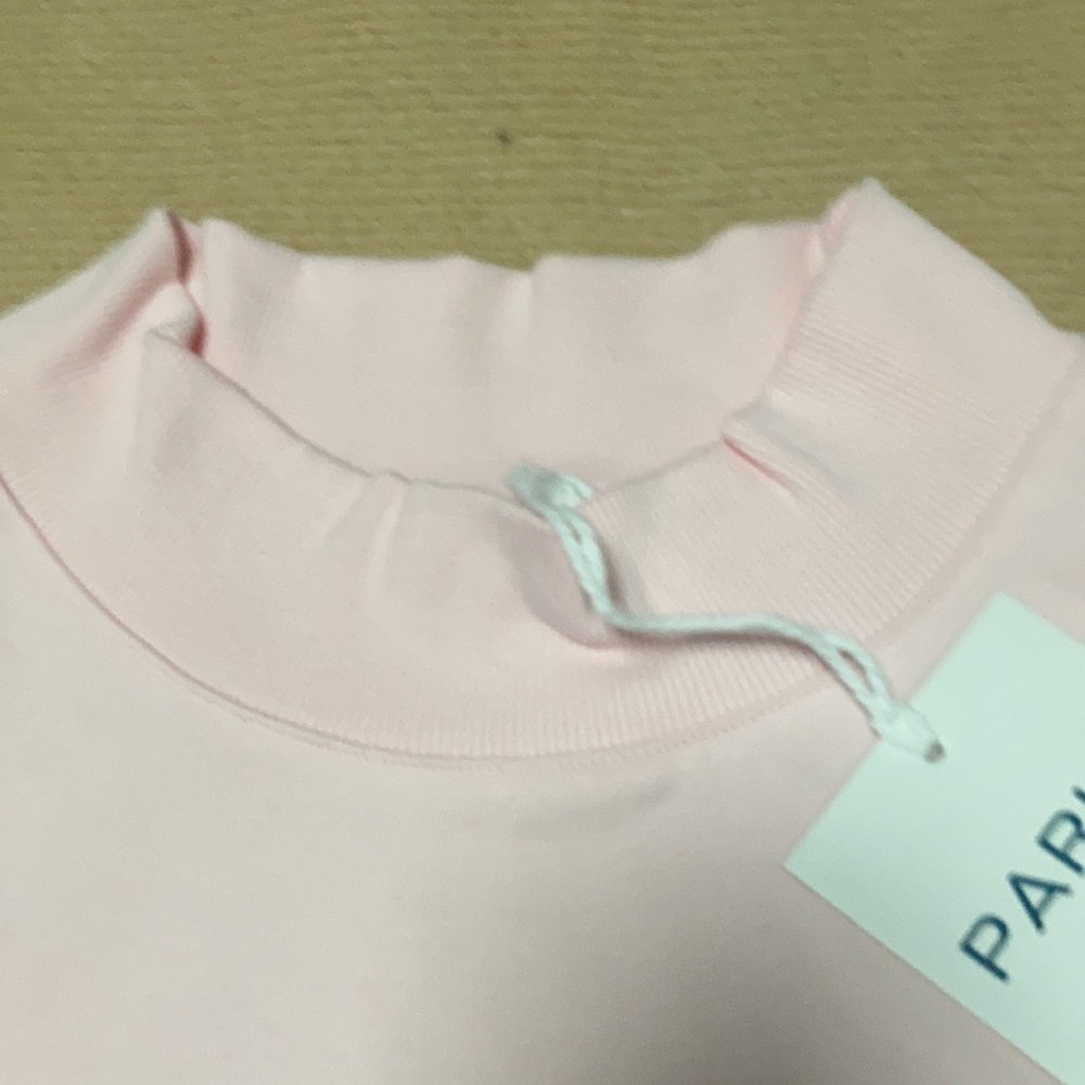 Parke Baby pink mock neck sweatshirt brown Embroidered Logo Pullover size XXL - Picture 3 of 6